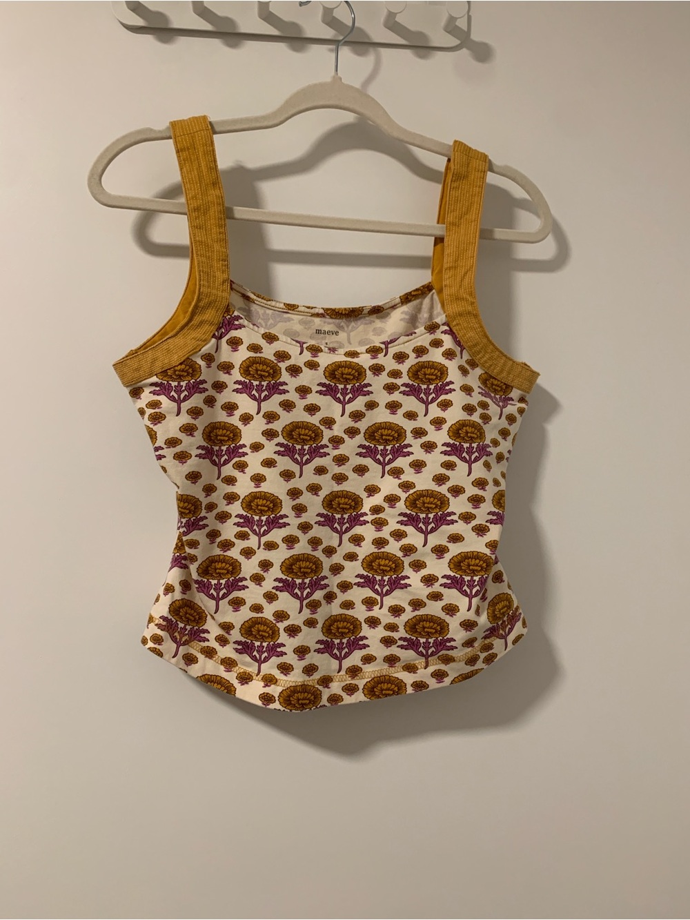 Maeve Floral Tank Top in Mustard, Purple & White